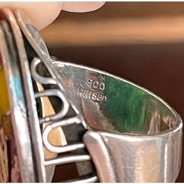 1910s Enamel Still Life Silver Ring Size 7.5 For Sale - Image 11 of 11