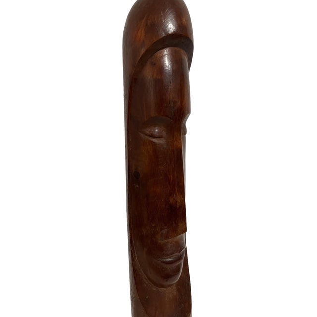 Florencio Gelabert, Cuban Master Florencio Gelabert Sculpture Large Wood Carving Bust Man Portrait For Sale - Image 13 of 18