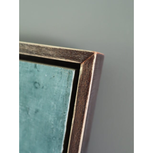 Sculpture Materials Contemporary 'Geometric Collage in Blues' Original Abstract Mixed Media Painting by British Artist Dave Boyd, Framed For Sale - Image 7 of 10