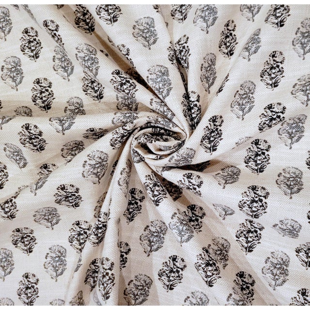 2020s Pk Lifestyles Charcoal "Posey" Cotton/Linen Basketweave Blend Fabric- 7.8 Yards For Sale - Image 5 of 8