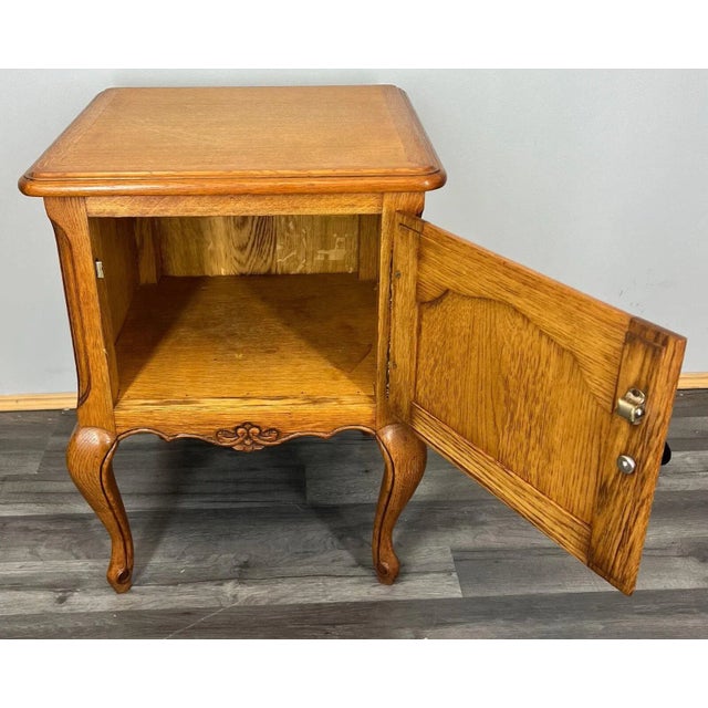 Brown Vintage French Oak Bedside Tables, Set of 2 For Sale - Image 8 of 11