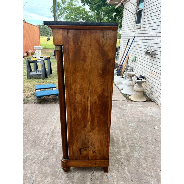 French 19th Century Empire Burl Walnut Marble Top Secretaire For Sale - Image 12 of 12