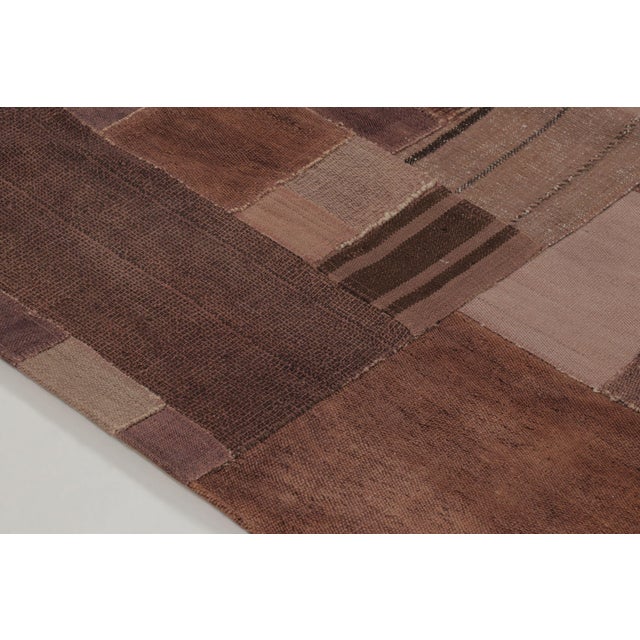 Vintage Turkish Rug in Brown With Geometric Patchwork Composition - Rug & Kilim For Sale In New York - Image 6 of 9