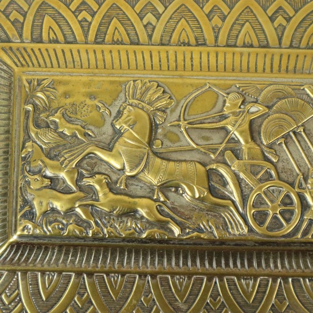 Art Deco Silver-Plated Chest Trinket Box with Egyptian Motifs For Sale - Image 16 of 17