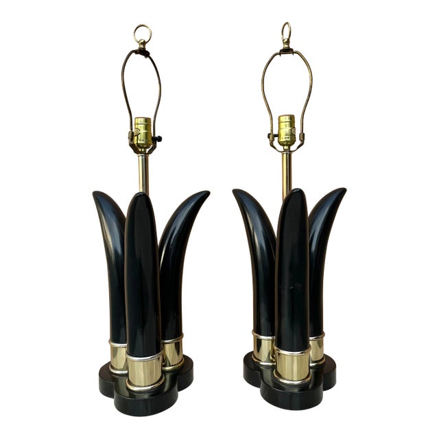 Vintage Mid Century Modern Sculptural Table Lamps (A Pair) For Sale