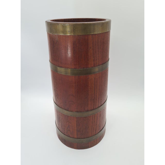 Wood Campanian Wooden Umbrella Stand with Brass Fittings, 1960s For Sale - Image 7 of 12