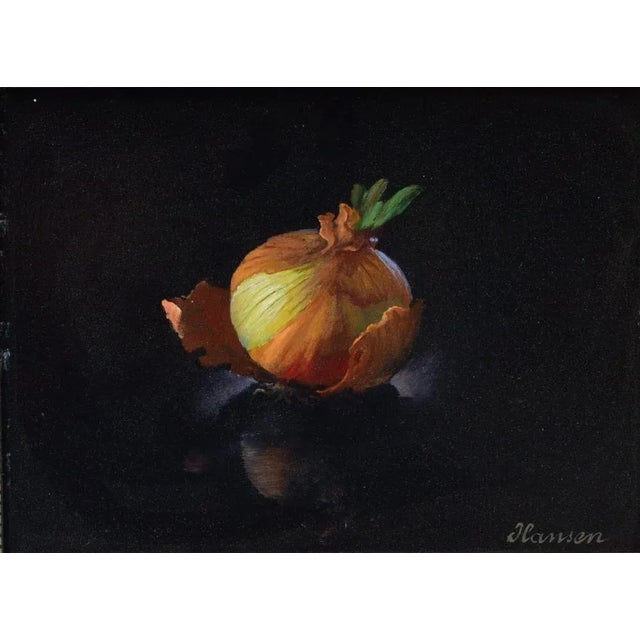 Josef Hansen Silhavy (20th Century) Still Life of an Onion, 6"x8" Oil on Masonite framed to 12"x14" perfect for the...