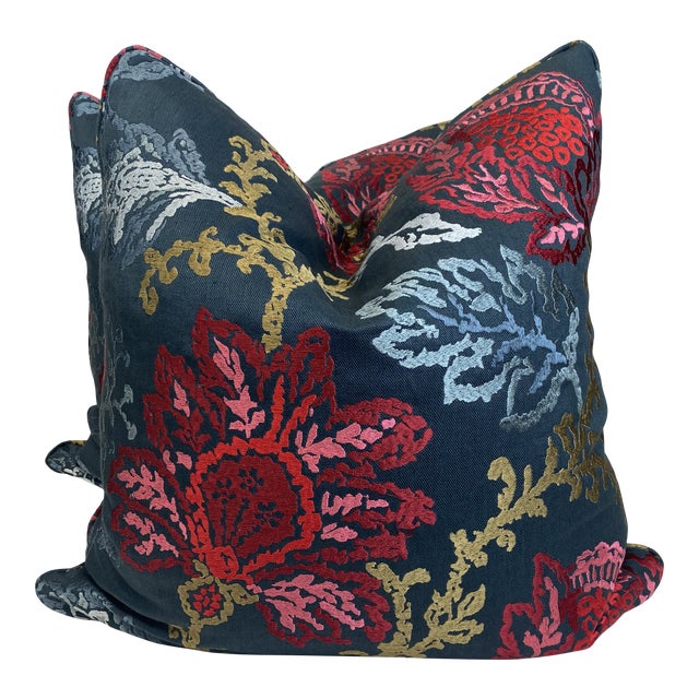 Nina Campbell “Coromandel” in Blue/Red/Neutral 22” PillowsA Pair