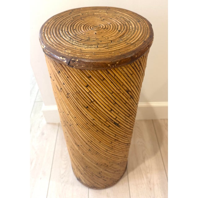 Mid 20th Century Crespi Style Split Reed Tall Pedestal For Sale - Image 5 of 8