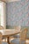 Illustration Painter's Garden Blue Floral Grasscloth Wallpaper by House Party | 8 Yards For Sale - Image 3 of 11