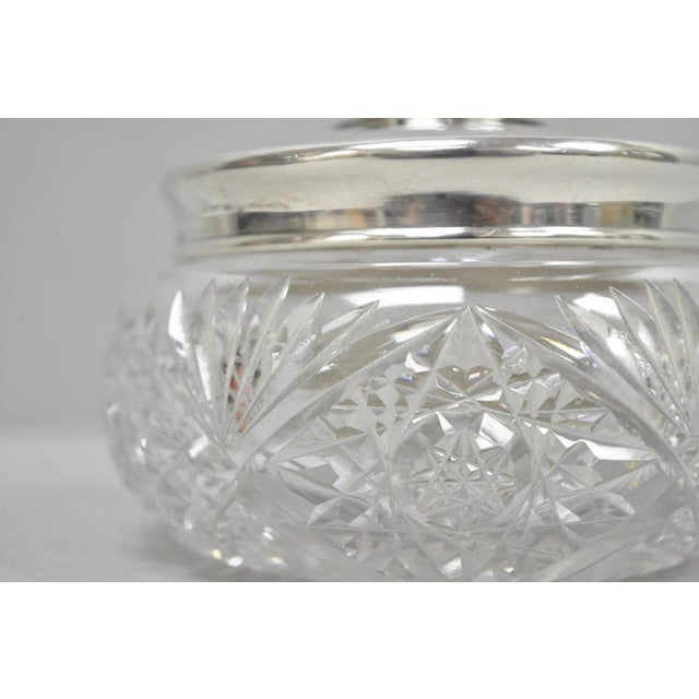Antique Victorian Sterling Silver Crystal Glass Vanity Hair Receiver "N" Mono For Sale - Image 10 of 14