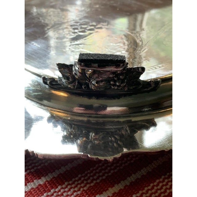 Metal Antique Victorian Meriden Silver-Plate Footed Tray For Sale - Image 7 of 16