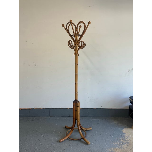 1960s Italian Bamboo and Rattan Coat Rack Tree Attributed to Rosenthal Netter For Sale - Image 9 of 9