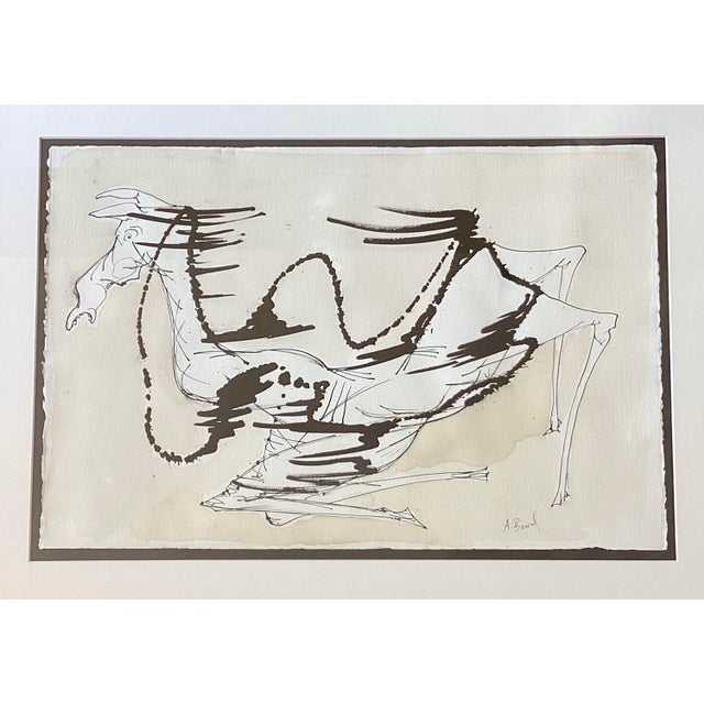 This listing is for an original ink on paper artwork by Alex Beard titled "Gestural Horse," complete with the original...