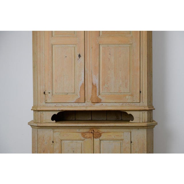 Large Antique Swedish Gustavian Style Folk Art Handmade Pine Cabinet For Sale - Image 13 of 17