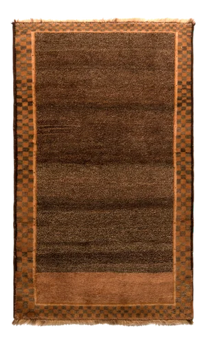 1950s Vintage Mid-Century Persian Rug Beige Brown Open Field Gabbeh Design