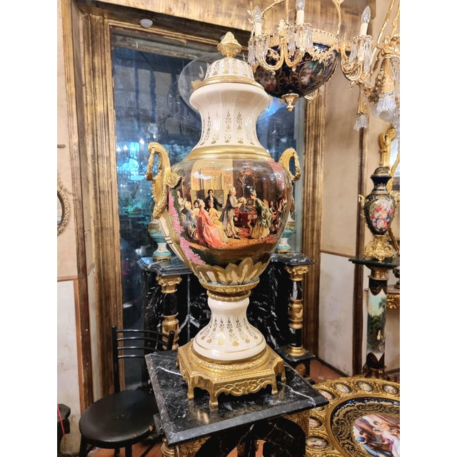 Elevate your space with this exquisite pair of French-style porcelain vase, showcasing timeless elegance and master...