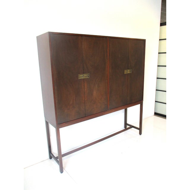 Baker Styled Burl Wood 2 Pc. Mid Century Cabinet / Server For Sale - Image 13 of 13