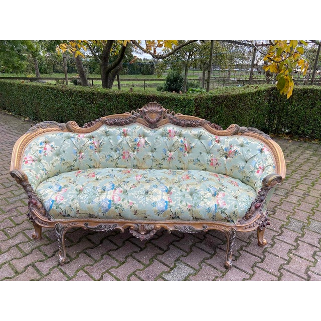 Louis XVI Style Sofa in Green For Sale - Image 12 of 13