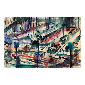 1951 Robert Colborne City Street Scene Watercolor