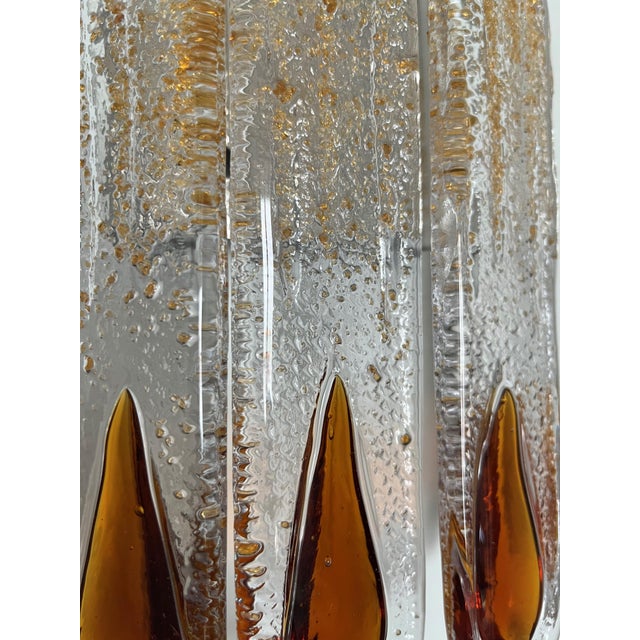 Italian Amber Murano Glass Wall Sconces from Mazzega, 1970s, Set of 2 For Sale - Image 10 of 12