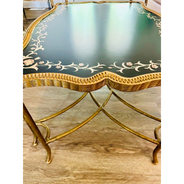 Vintage Chinoiserie Black Lacquer & Gold Floral Tray Top Coffee Table For Sale - Image 6 of 10