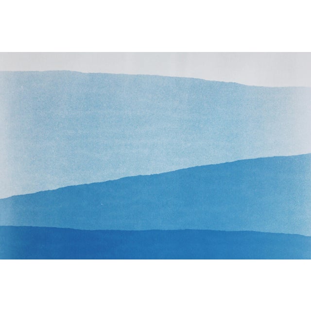 Paper 2025, Minimal Landscape of Blue Mountain Ridge, Handmade Monotype Cyanotype on Watercolor Paper by Kind of Cyan - Set of 2 For Sale - Image 7 of 10