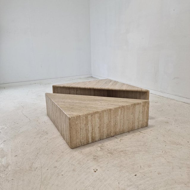 Italian Rectangular Coffee Table in Travertine, 1980s, Set of 2 For Sale - Image 12 of 18