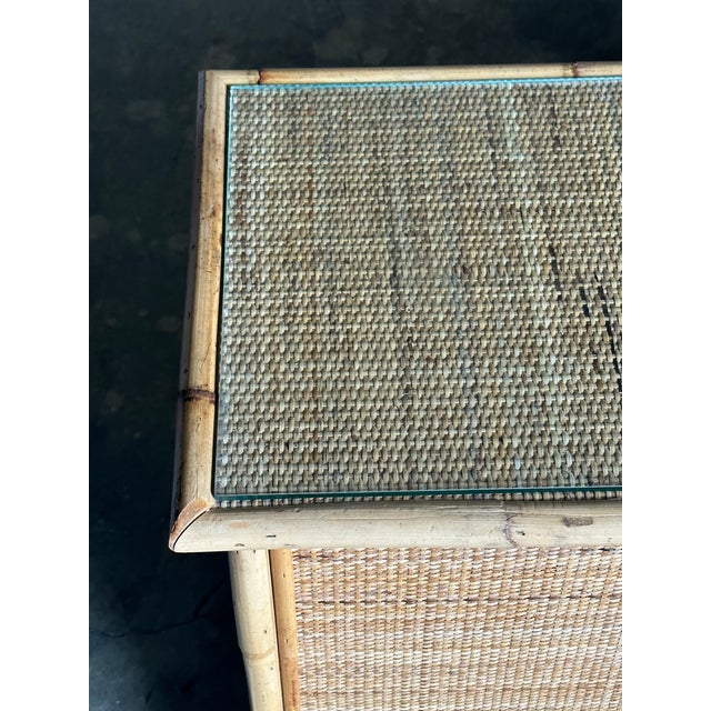 1980s Vintage British Colonial Style Bamboo and Cane Sideboard For Sale - Image 10 of 12