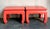 Salmon Vintage Asian Lacquered Side Tables - A Pair For Sale - Image 8 of 9