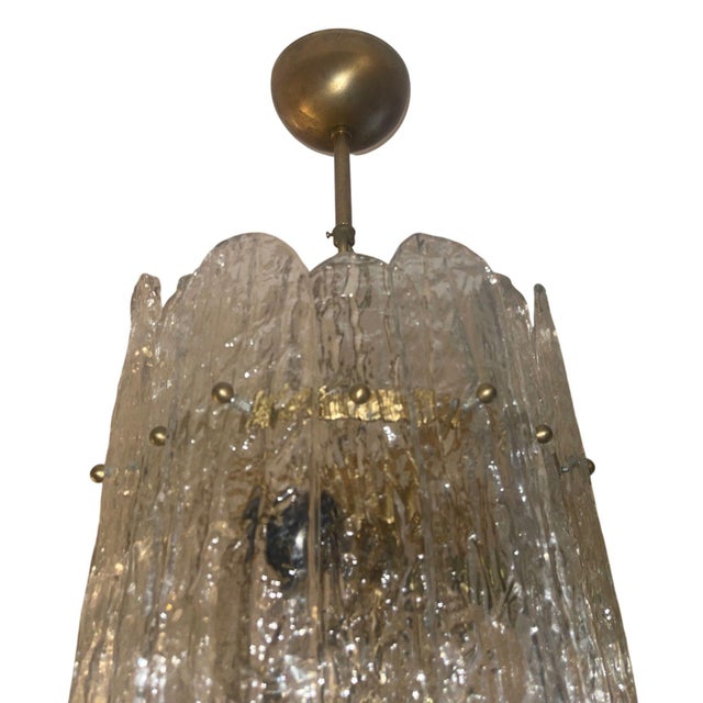 1960's Italian Murano Textured Glass Pendant Light For Sale - Image 4 of 8