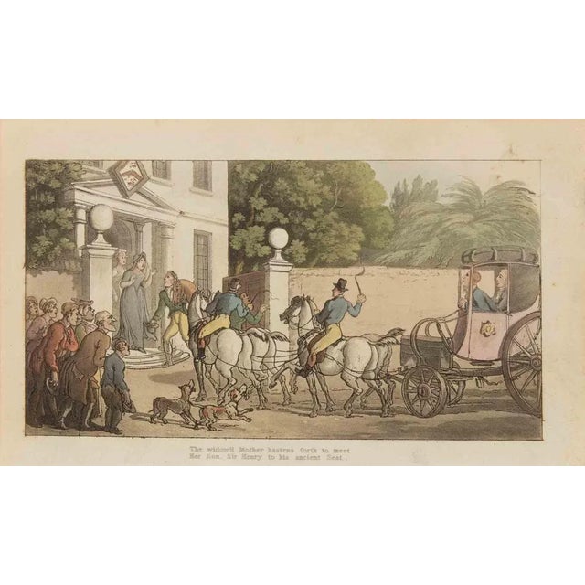 Etching and aquatint realized by Thomas Rowlandson in 1817. Plate from "The Dance of Life" by William Combe. Very good...