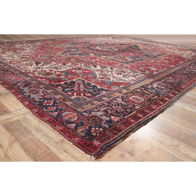 Textile Early 20th Century Antique Persian Heriz Rug, 11'09 X 14'07 For Sale - Image 7 of 10