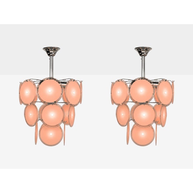 Mid-Century Modern Mid-Century Modern, Bright Pink Murano Glass, Chrome, Pendant Light, 1960s For Sale - Image 3 of 9