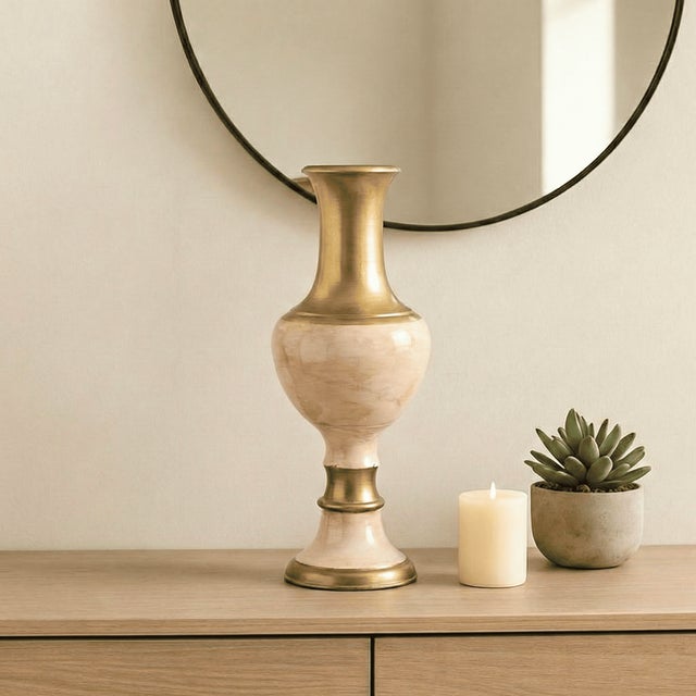 Transitional 1990s Transitional White & Gold Wooden Vase For Sale - Image 3 of 5