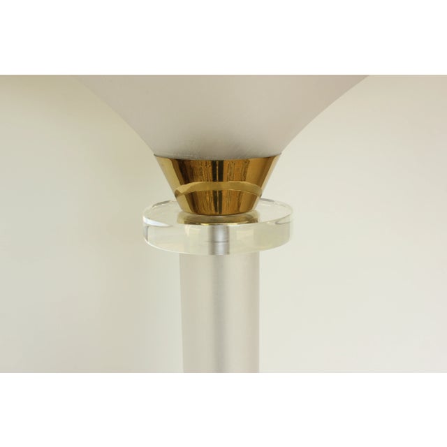Brushed Lucite and Brass Floor Lamp For Sale In Madison - Image 6 of 6