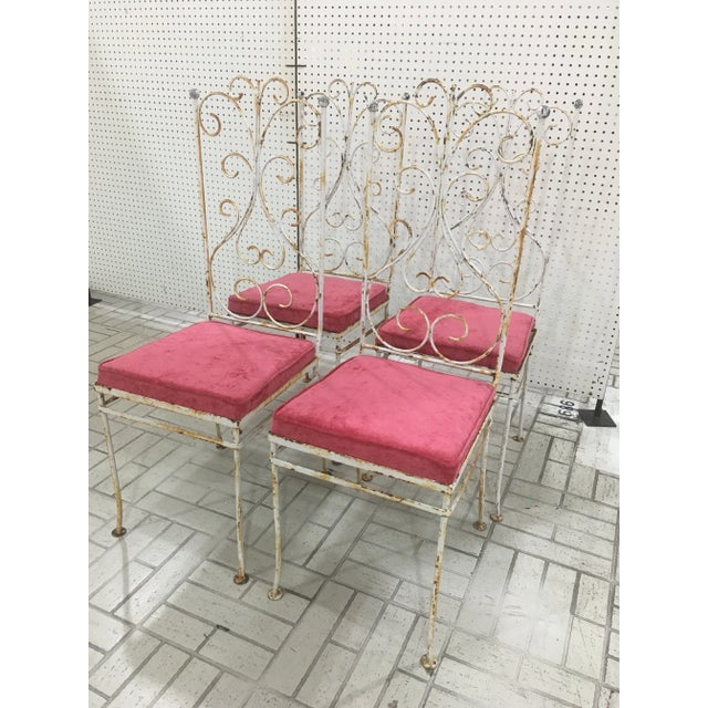 Italian Salterini Style Velvet Seat Chairs - Set of 4 For Sale - Image 3 of 7