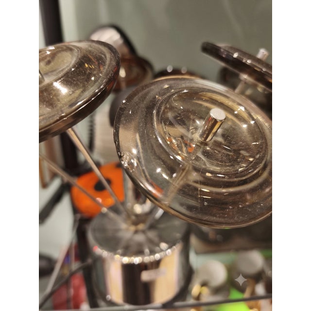 Mid-Century Modern Mid-Century Chrome and Greenish-Grey Glass Bouquet Table Lamp, 1970s For Sale - Image 3 of 4