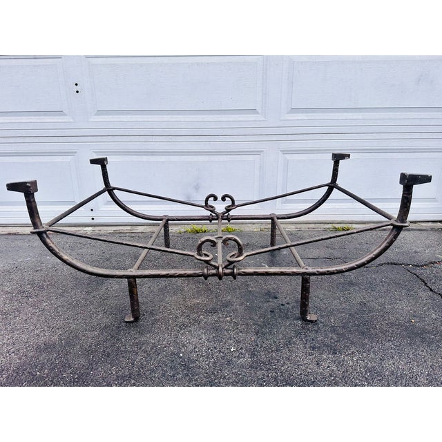 Emilio coffee cocktail table by Paul Ferrante - American Etruscan (circa 1980) forged and hammered iron frame coffee table...