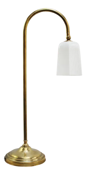 Vintage French Brass & Opaline Glass Table Lamp, 1950s