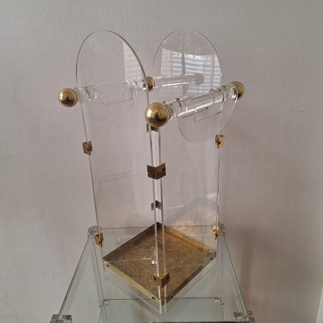 Acrylic Glass and Brass Umbrella Stand in the style of Fontana Arte, 1970s For Sale - Image 14 of 14