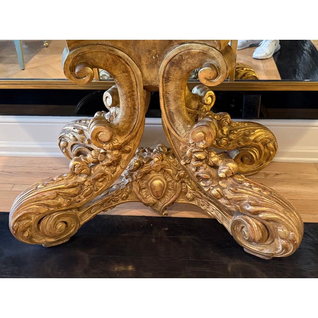 Dessin Fournir 18c Style Quatrain for Dessin Fournir Giltwood Marble Top Console Table - 1 of 2 For Sale - Image 4 of 6