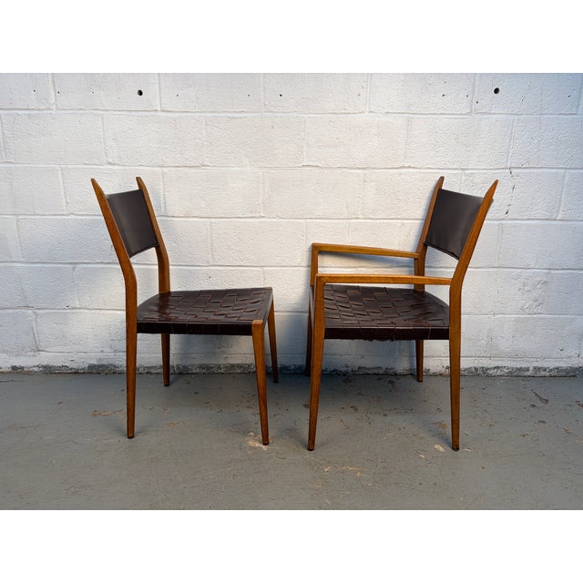 Mid 20th Century Mid 20th Century Attributed to Paul McCobb for Directional Irwin Collection Woven Leather Dinning Chairs For Sale - Image 5 of 14