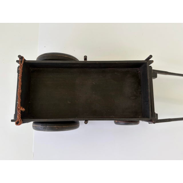 Vintage Hand-Carved Water Buffalo With Wooden Wagon Cart – Folk Art Sculpture For Sale - Image 10 of 11