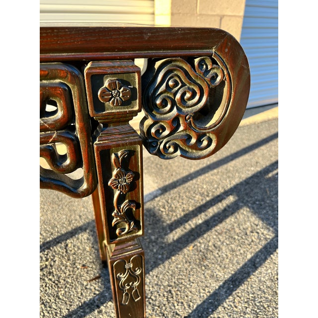 Chinoiserie Vintage Ebony Finish Chinoiserie Style Console or Hall Table Circa 1970’s For Sale - Image 3 of 12