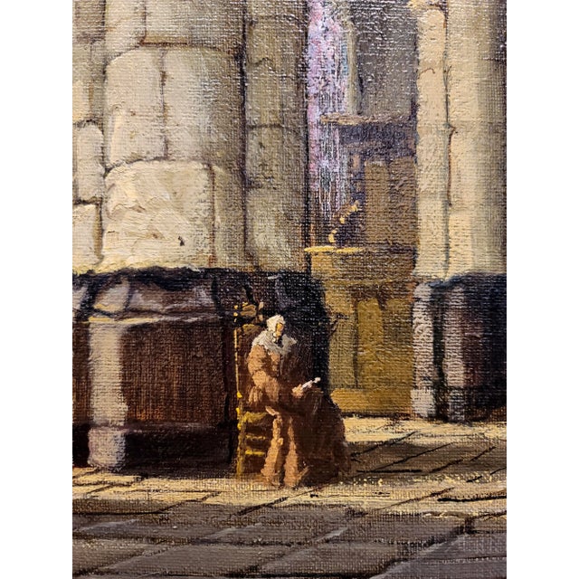 1960s Adri Visser - Gothic St Mary's Church in Nottingham- Oil Painting For Sale - Image 5 of 11