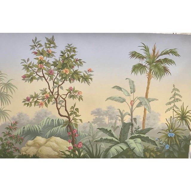 1: Commodity: Hand-painted French Retro Tropical Jungle Floral & Bird Wall Mural 2: Handicrafts: 100% handmade and hand-...