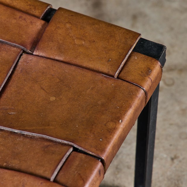 Small Woven Leather Bench by Swift and Monell For Sale - Image 12 of 18