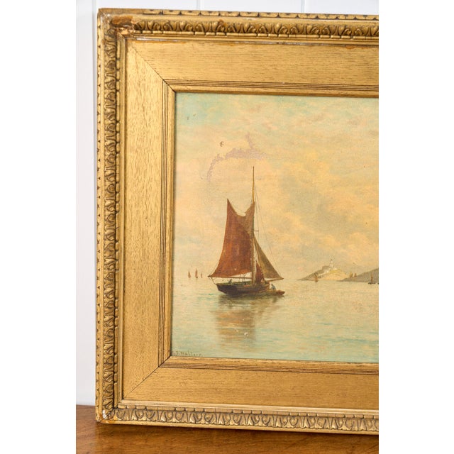 Late 19th Century George Stanfield Walters (English, 1838-1924) Signed Study of Boats Oil on Canvas For Sale - Image 4 of 10