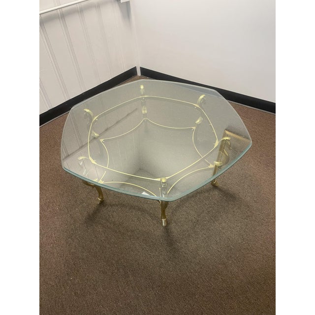 1970s Italian MCM Brass & Glass Seahorse Coffee Table For Sale - Image 4 of 11